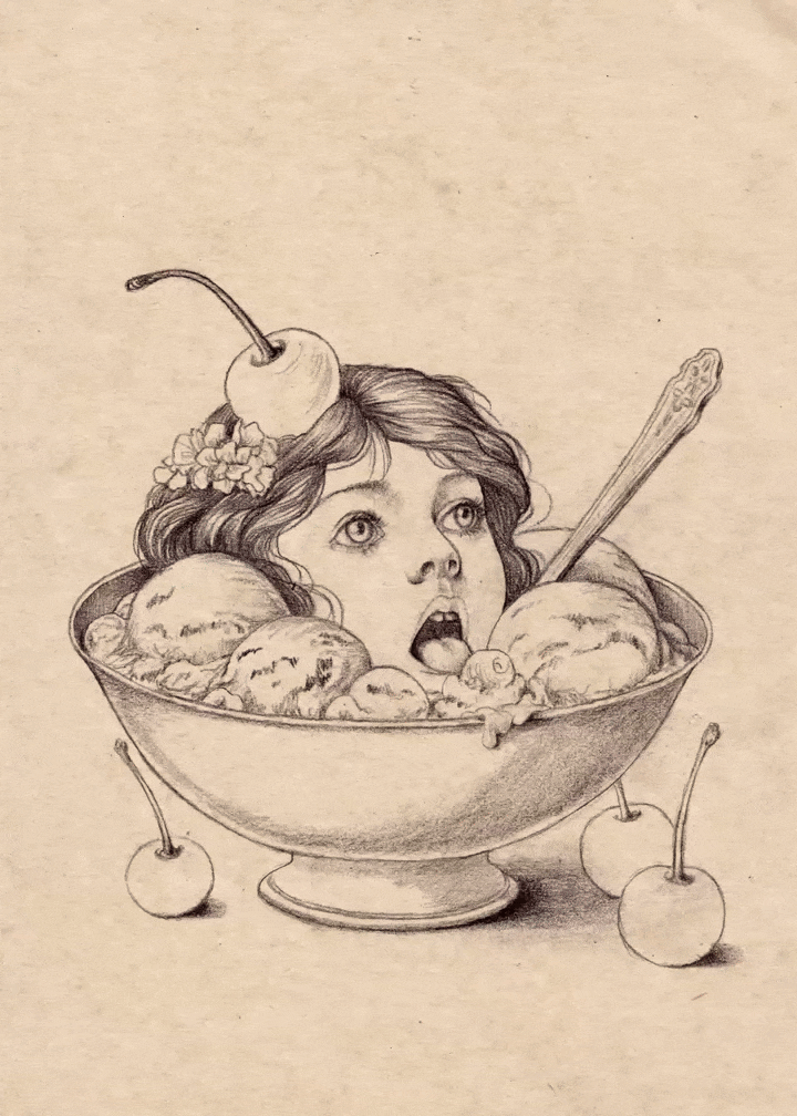 Creamy Kisses melt on my Tongue - graphite+studiopaint